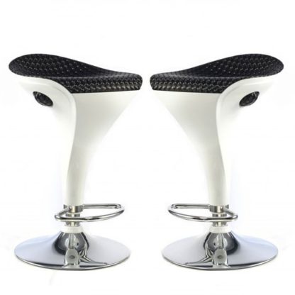 An Image of Welford Bar Stool In Black And White Gloss In A Pair