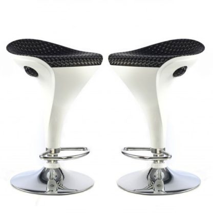b535f99cf8f9e8500f0cab89cf7b47c503c5f39ebfeb169ef12b6d7a373b0d09.jpg An Image of Welford Bar Stool In Black And White Gloss In A Pair