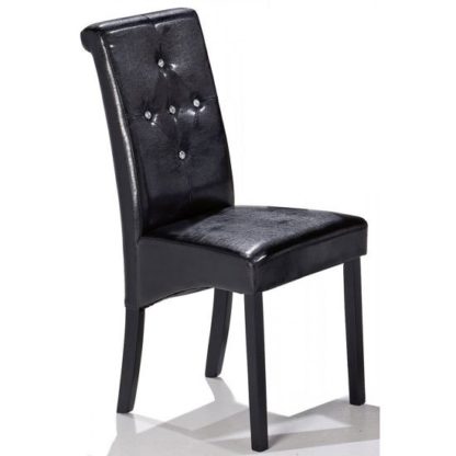 b54302116164d1a3f1279d59320d3ebec354bfa24a8d293295f4dbcf4179e285.jpg An Image of Morna Black Faux Leather Dining Chair