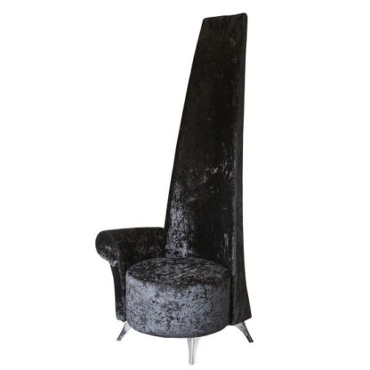An Image of Aldora Right Handed Potenza Chair In Black Crushed Velvet Fabric