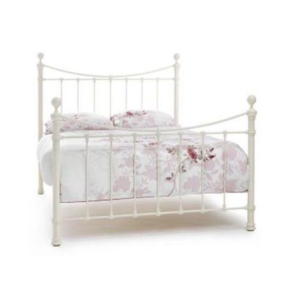 An Image of Ethan Precious Metal Double Bed In Ivory Gloss