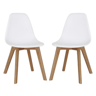 An Image of Canum White Plastic Dining Chairs In Pair With Beech Legs