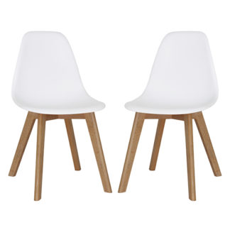 An Image of Canum White Plastic Dining Chairs In Pair With Beech Legs