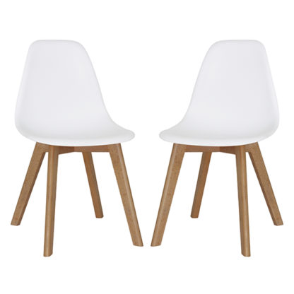 An Image of Canum White Plastic Dining Chairs In Pair With Beech Legs