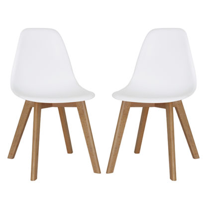 b593c3d93234b6d1af1ca4292a6631a992d77b512268a87ab19a30837b0d9617.jpg An Image of Canum White Plastic Dining Chairs In Pair With Beech Legs