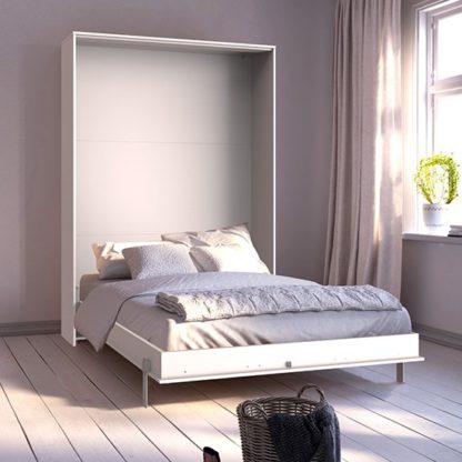 b5f76ee4ffcd2997474b9f614ee7370420c2010e32be0517949653f4c74e02ca.jpg An Image of Juist Wooden Vertical Foldaway Double Bed In White