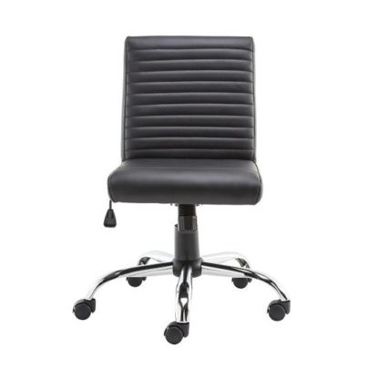 An Image of Laning Home And Office Chair In Black Faux Leather