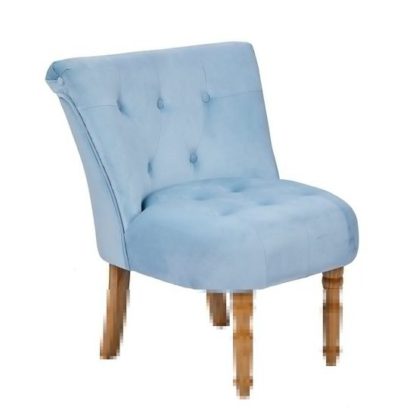 An Image of Alger Fabric Occasional Chair In Duck Blue With Wooden Legs