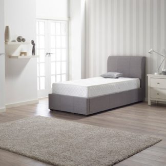 An Image of Newton Storage Single Bed In Grey Linen Fabric