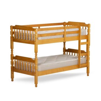 An Image of Colonial Wooden Single Bunk Bed In Honey