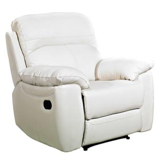 An Image of Aston Leather Recliner Sofa Chair In Ivory