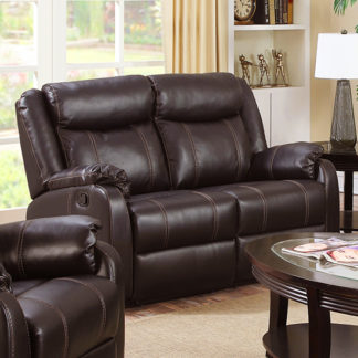 An Image of Leeds LeatherLux And PU Recliner 2 Seater Sofa In Espresso