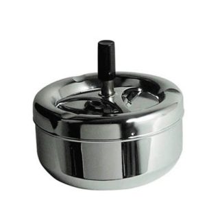 An Image of Mark Spinning Ashtray In Chrome With Black Handle