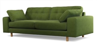 An Image of Content by Terence Conran Tobias, 3 Seater Sofa, Plush Vine Green Velvet, Light Wood Leg