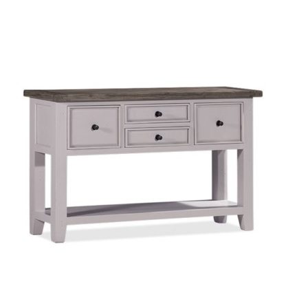 An Image of Galleon Wooden Console Table In Cotton White With Storage