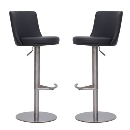 An Image of Fabio Bar Stools In Grey Faux Leather In A Pair