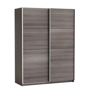 An Image of Rossett Wooden Wardrobe Large In Vulcano Oak And Linen