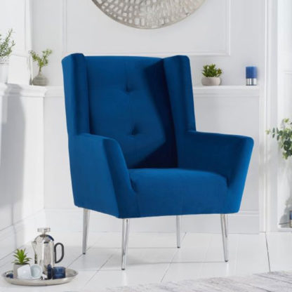 An Image of Brooklyn Velvet Upholstered Accent Chair In Blue