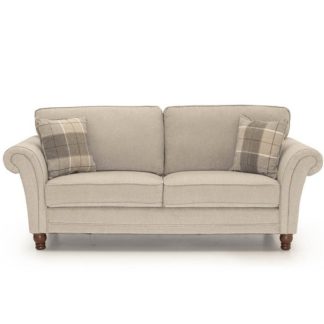 An Image of Colette Fabric 3 Seater Sofa In Pewter With Wooden Legs