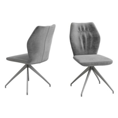 b891e0cc3e2f6415e3cf66a83467c5dece52073e6a87efb0440583fb85386dcc.jpg An Image of Sena Dark Grey Velvet Fabric Dining Chairs In Pair