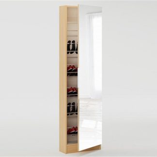 An Image of Steiner Mirrored Shoe Cabinet In Beech With 1 Door