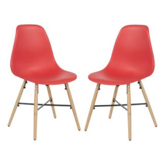 An Image of Arturo Red Bistro Chair In Pair With Oak Wooden Legs