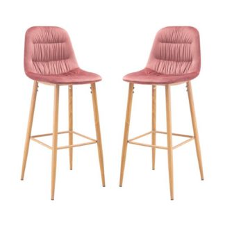 An Image of Harper Pink Finish Bar Stool In Pair