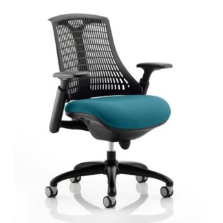 An Image of Flex Task Black Back Office Chair With Maringa Teal Seat