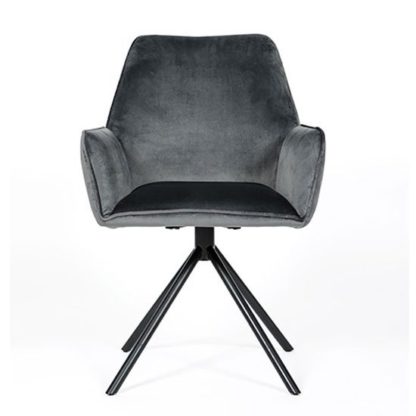 b8e9427d27d31ff2417a426e934bdb62179456da2d28e1c90af9ebec568c30e2.jpg An Image of Uno Velvet Fabric Dining Chair In Grey