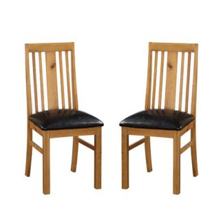 An Image of Acorn Light Oak Wooden Dining Chairs In Pair