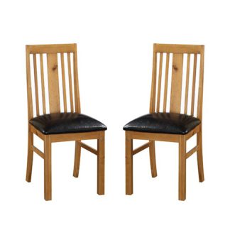 An Image of Acorn Light Oak Wooden Dining Chairs In Pair
