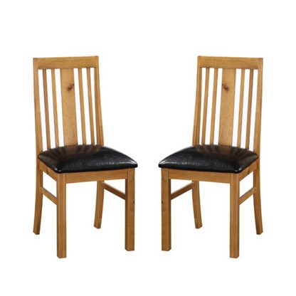 An Image of Acorn Light Oak Wooden Dining Chairs In Pair