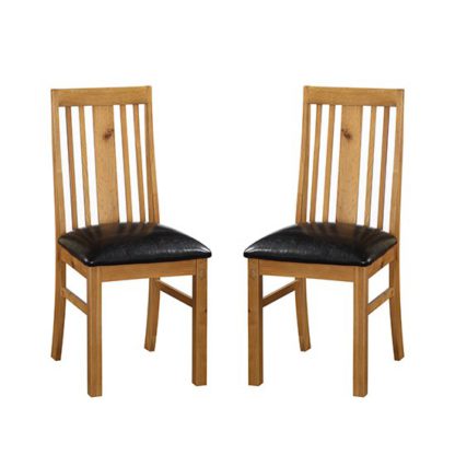 An Image of Acorn Light Oak Wooden Dining Chairs In Pair