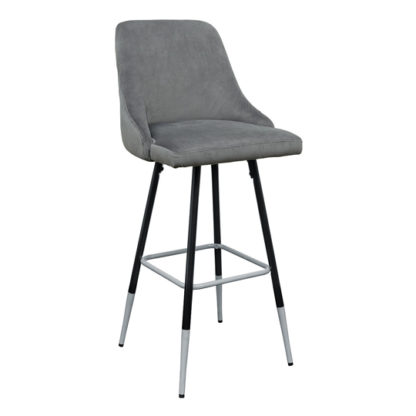 b92a333259388bb27db06951c0f4199037850e92b7e4f25db36c8c827353e686.jpg An Image of Fiona Grey Fabric Bar Stool With Metal Legs