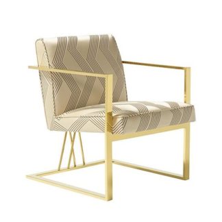 An Image of Franklin Accent Chair In Cream With Gold Plated Stainless Steel