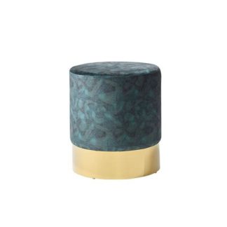 An Image of Aix Stool In Peacock Blue Velvet And Gold Plated Stainless Steel
