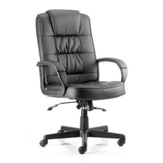 An Image of Moore Leather Executive Office Chair In Black With Arms