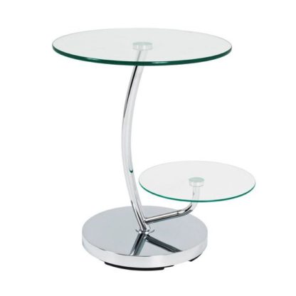 An Image of Barca End Table In Clear Glass Tops With Chrome Base