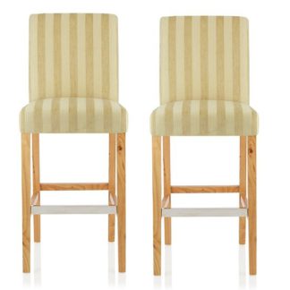 An Image of Alden Bar Stools In Oatmeal Fabric And Oak Legs In A Pair