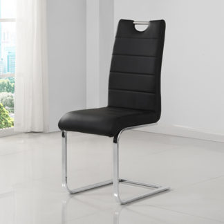 An Image of Petra Faux Leather Dining Chair In Black