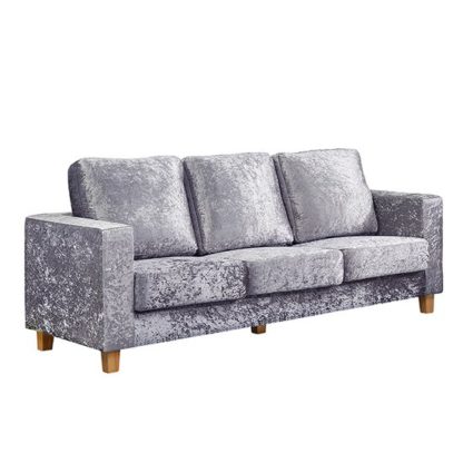 An Image of Wasp Crushed Velvet 3 Seater Sofa In Silver