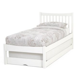 An Image of Alice Hevea Wooden Single Bed With Guest Bed In Opal White