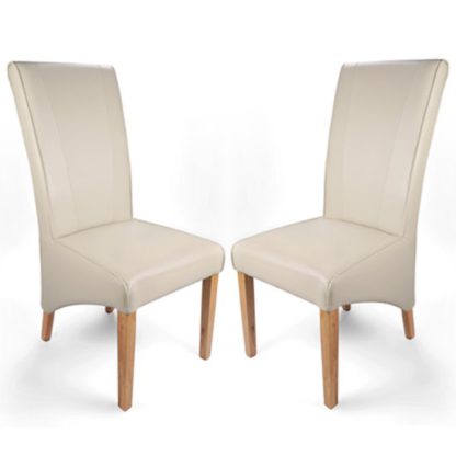 ba2d57193095d2685da3ac1a2c4fbf7efda56832210952946a7d16cfed3a8dab.jpg An Image of Marseille Matt Bonded Leather Ivory Dining Chairs In Pair