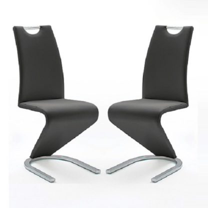 An Image of Amado Z Black Faux Leather Dining Chair In A Pair