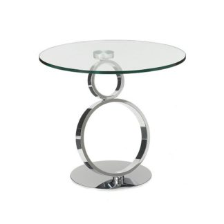 An Image of Donatella Glass Side Table And Polished Stainless Steel Base