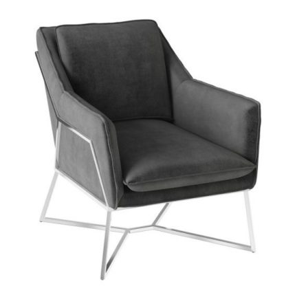 ba4aa0f3acfc4a26042f8d9ef46c4ed0b1dbb8d4f07f6f1aa52d12d0b795193e.jpg An Image of Lara Velvet Fabric Lounge Chair In Dark Grey