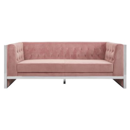 ba5a2c7fbbcc40d30d9166e51657d07b89671c1adae508888eb78cf96db094ea.jpg An Image of Sceptrum 3 Seater Fabric Sofa In Pink Velvet