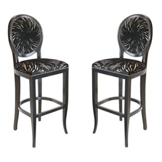 An Image of Adelaide Black Fabric Bar Stool In Pair