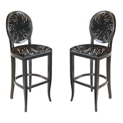 An Image of Adelaide Black Fabric Bar Stool In Pair