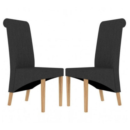 An Image of Amelia Charcoal Fabric Dining Chair In Pair